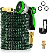 Yofidra Flexible Garden Hose 30 m, 3-Layer Latex Water Hose with 3/4 Inch and 1/2 Inch Me...