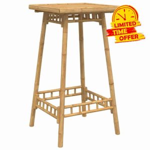 idaXL outdoor bar table - bamboo slatted top - 55x55x100 cm - square bar table for patio