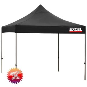 All Seasons Gazebos 3x3m Heavy Duty Fully Waterproof Pop up Gazebo With Accessory Pack - Black with No Sides