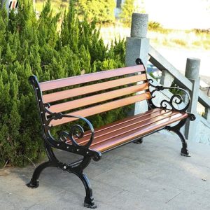 Metal Bench with Backrests and Armrests