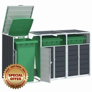 Juroupi Wheelie Bin Storage for Triple Bins Anthracite 216x81x115 cm Steel