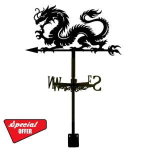 SUPERDANT Dragon Weather Vane for Roof Mount Metal Weathervane Wind Vanes for Outside Roof Decor Black Wind Decorative Signs for Farmhouse Yard Farm Barn Sheds Garden Patio Decoratio