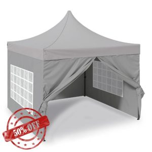 Jack Stonehouse Garden Pop Up Gazebo 3m x 3m Waterproof Party Marquee Tents With Double Waterproof Silver PU Coated Layer Roof Complete With Heavy Duty Carry Bag
