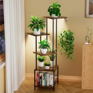 Metal Tall Plant Holder Tiered Flower Rack Shelf for Garden Patio Balcony Living Room (Brown)