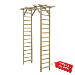 Zest Luna Arch – Elegant Wooden Garden Arch with Curved Roof and Trellis Sides