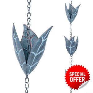 Aesthetic Rain Chain for Gardens Functional Design that Prevents Gutter Overflow (A)