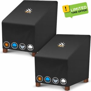 Zettum 81x81x91cm Garden Chair Covers Waterproof 2 Pack 600D Oxford Fabric Outdoor Chair Covers for Stacking Chair