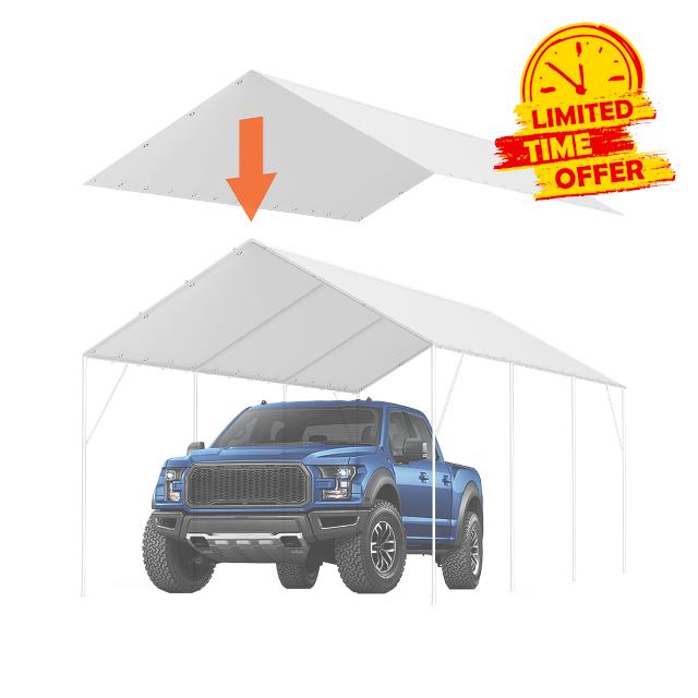 VEVOR 10 x 20 ft Carport Replacement Canopy Cover