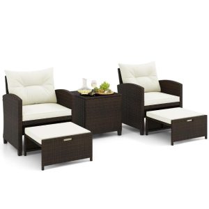 COSTWAY 5-Piece Rattan Garden Furniture Set