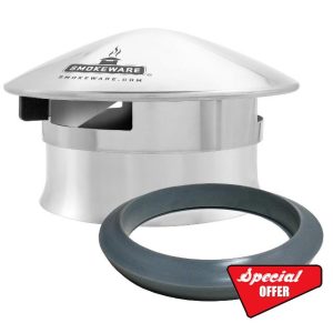 Smokeware All Weather BBQ Chimney Vent For Kamado Joe Junior & Big Green Egg Minimax (Includes Silicone Adapter)