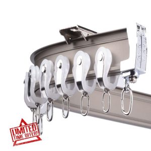 Aluminum Heavy Duty Curtain Track Rod for Balcony Outdoor Patio Gazebo Wall/Ceiling Mounted Complete Kits Included (Ceiling Mount 3.5m/11.5ft)