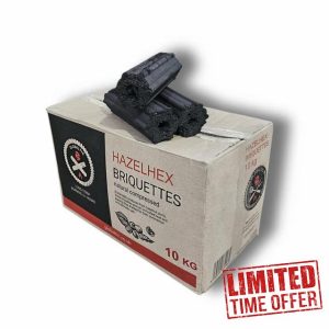 1 x 8kg Box Premium Hazel Hex Sumi Bincho Charcoal Restaurant Barbecuing Briquettes - Eco Naturally Compressed & Odour Free - Long Burn Hexagonal Binchotan Logs - Konro BBQ Barbecue Cooking Grills