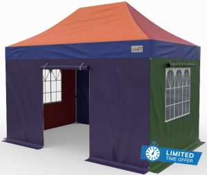 HERCULES LGBT® HEAVY DUTY POP UP GAZEBO - ZIPPER SIDES - PRIVACY BLINDS 40mm HEX STEEL 3m x 4.5m