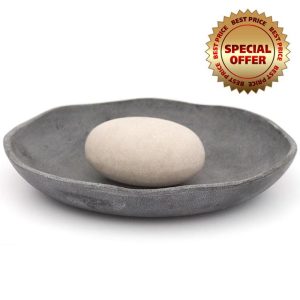 Collection 25cm Cast Aluminium and Granite Stone Bird Bath Minimalist Design Grey White Water Feature for Outdoor Use