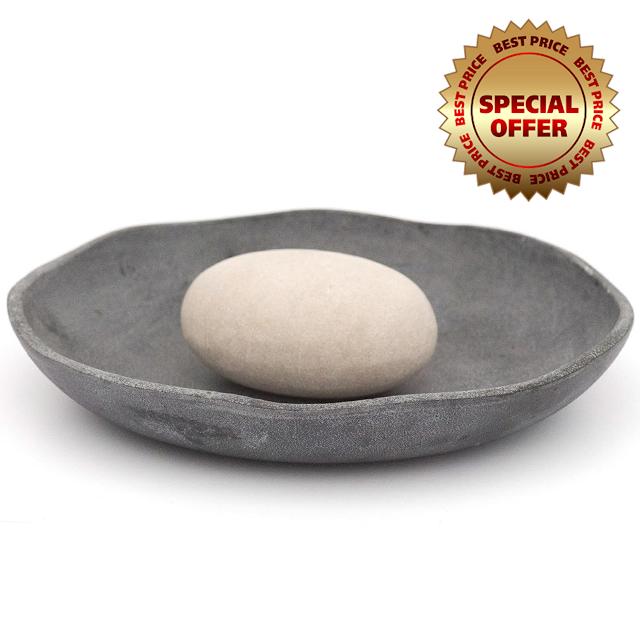 Collection 25cm Cast Aluminium and Granite Stone Bird Bath Minimalist Design Grey White Water Feature for Outdoor Use