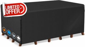 Zettum 167x135x73cm Cover for Garden Furniture Waterproof Rectangular 600D Heavy Duty Outdoor Furniture Covers for Rattan Sofa Table Chair Cover Durable Anti UV Garden Table Covers