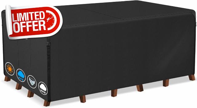 Zettum 167x135x73cm Cover for Garden Furniture Waterproof Rectangular 600D Heavy Duty Outdoor Furniture Covers for Rattan Sofa Table Chair Cover Durable Anti UV Garden Table Covers