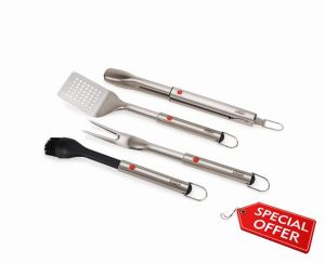 Joseph Joseph GrillOut 4-Piece Stainless Steel BBQ Utensil Set with Storage Case