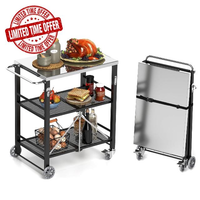 YORKING Foldable Outdoor Grill Cart
