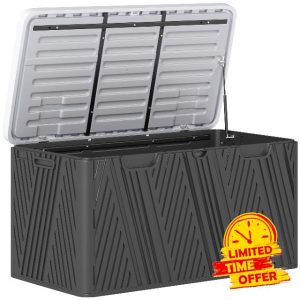 Outsunny 380L Garden Storage Box Outdoor Storage Box Waterproof with Lockable Lid and Moulded Handles