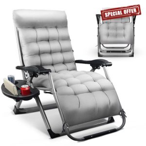 KEPLIN Square Tube Gravity Chair with Cushion – Extra-Wide 72cm Recliner