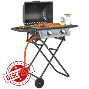 Outsunny Foldable Gas BBQ with Side Tables