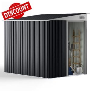 XEMQENER Lean to Garden Storage Shed with Hooks and Shelves