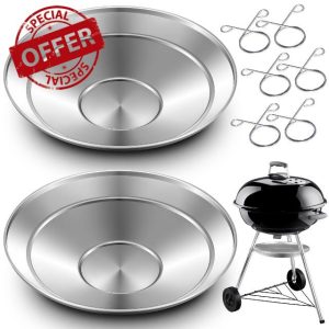 MorningRo 2 Pcs 13-1/2" Diameter Ash Catcher Pan Ash Pan for Charcoal Grill Compatible with Weber for Grill Replacement Parts