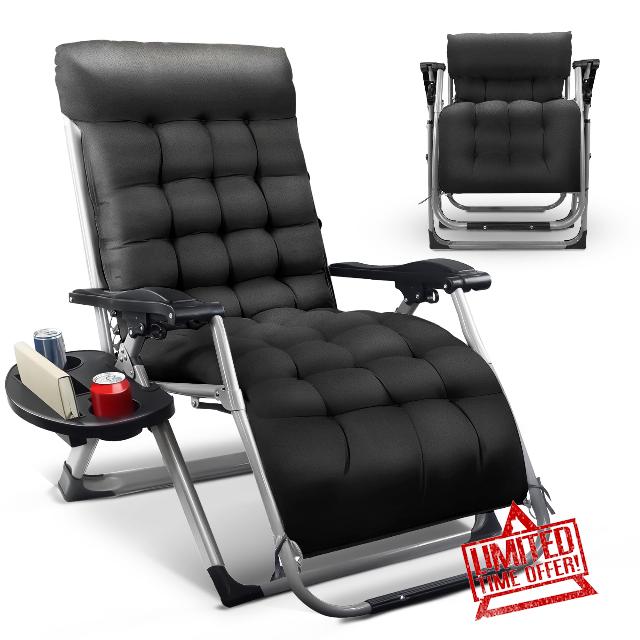 KEPLIN Square Tube Gravity Chair with Cushion – Extra-Wide 72cm Recliner