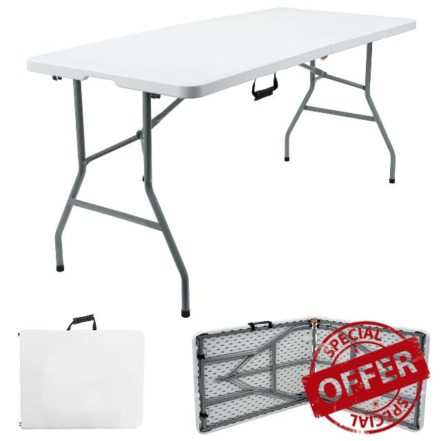 Crystals White Folding Tables - Durable Trestle Tables for Indoor/Outdoor Use