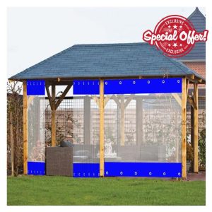 MYJIO Outdoor Waterproof Curtain with Eyelets 0.5mm Transparent Plastic Tarpaulin PVC Heavy Duty Tarpaulin Panel for Garden