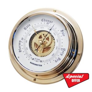 Ousidiman Brass Barometers Marine Weather Stations 180mm Diameter Maritimes Barometers for Yacht Outdoor Weather Instrume