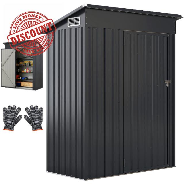 COSTWAY 5 x 3ft Metal Garden Shed