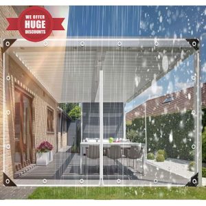 Clear Tarp Patio Enclosure Waterproof PVC Curtains for Gazebos with Double Zip Transparent Outdoor Tarps Curtains Zipper Door for Porch