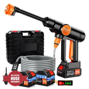 21V Cordless Pressure Washer with 2Pcs 3000mAh Battery