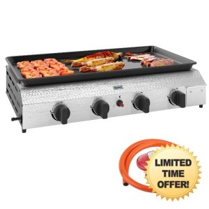 Outsunny Gas Plancha Grill with 4 Stainless Steel Burners