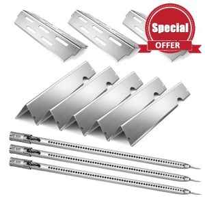 Grill Replacement Parts for Weber Genesis II 300 Series 3-Burner Tubes 17” Flavorizer Bars and Heat Deflector Barbecue Accessories for Weber Genesis 2 E310 E330 S335 LX 340 GS4 66032 66040 6749