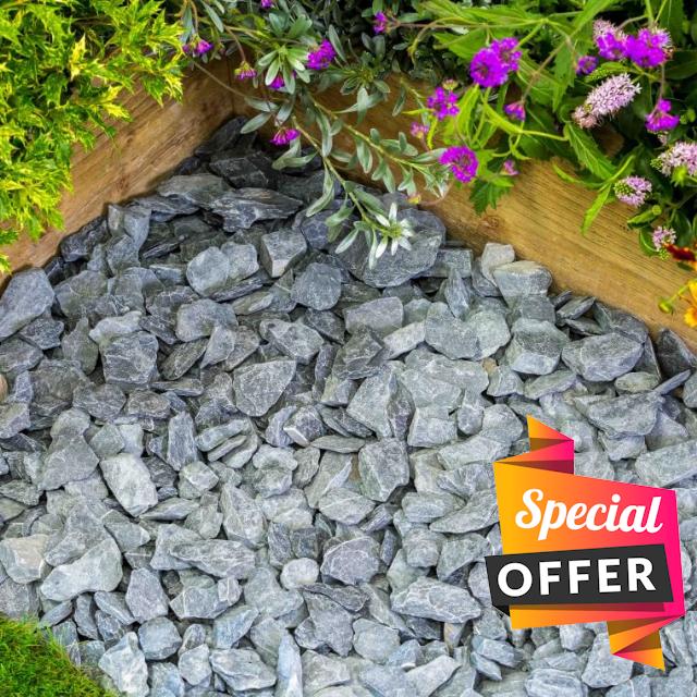 South Lakeland Blue Slate Chippings 40mm Urban Bag (750kg): Aggregates for Garde