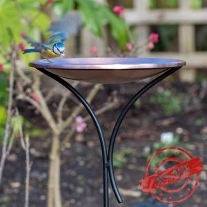 Crocus Collection 129cm Bird Bath Round Bowl on Freestanding Decorative Pole Stake Brushed Coppe