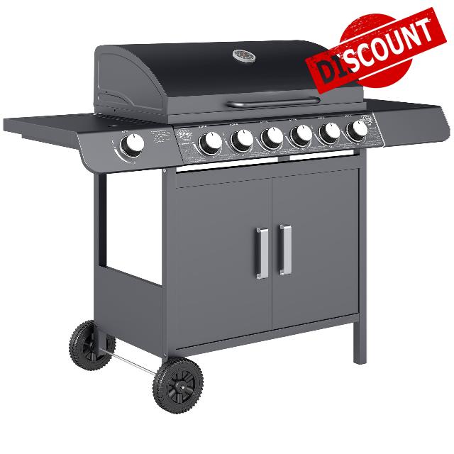 Outsunny 6+1 Burner Gas BBQ Grill