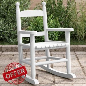 qohoio Rocking Chair for Children White Solid Wood Poplar