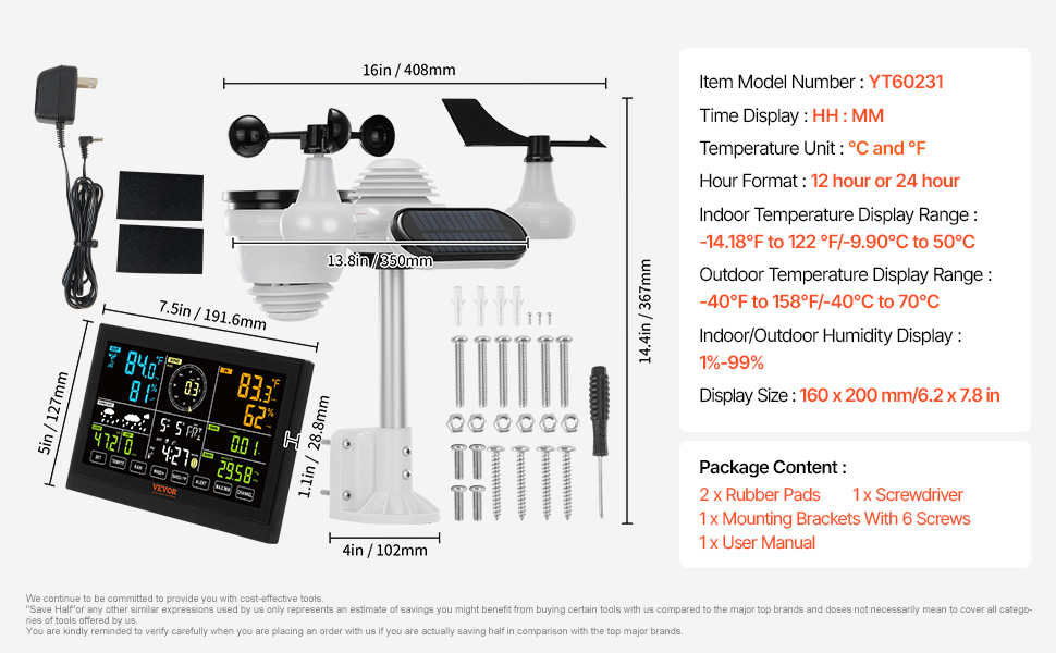 7-in-1 Solar-Powered Wireless Weather Station