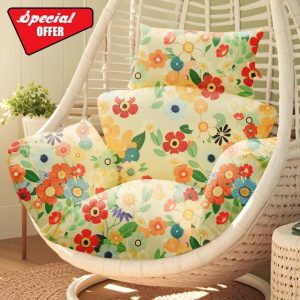 joomie Waterproof Egg Chair Cushion Replacement 119x79x13 cm Thicken Hanging Egg Swing Chair Cushion Indoor Outdoor Wicker Rattan Hammock Basket Cushion with Headrest Pillow