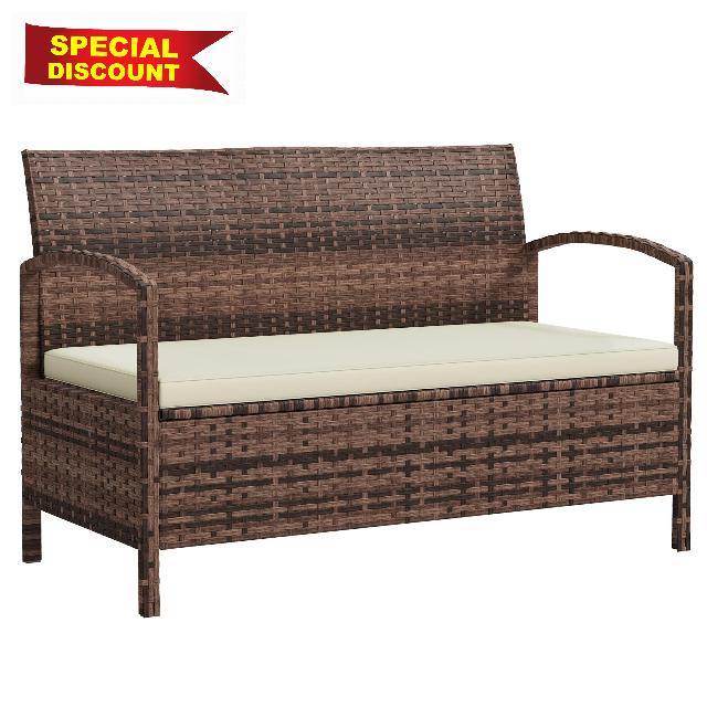 Outsunny Garden Storage Bench with 125L Capacity