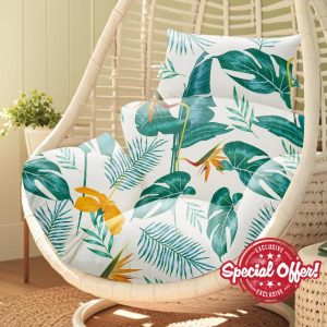 joomie Waterproof Egg Chair Cushion Replacement 119x79x13 cm Thicken Hanging Egg Swing Chair Cushion Indoor Outdoor Wicker Rattan Hammock Basket Cushion with Headrest Pillow