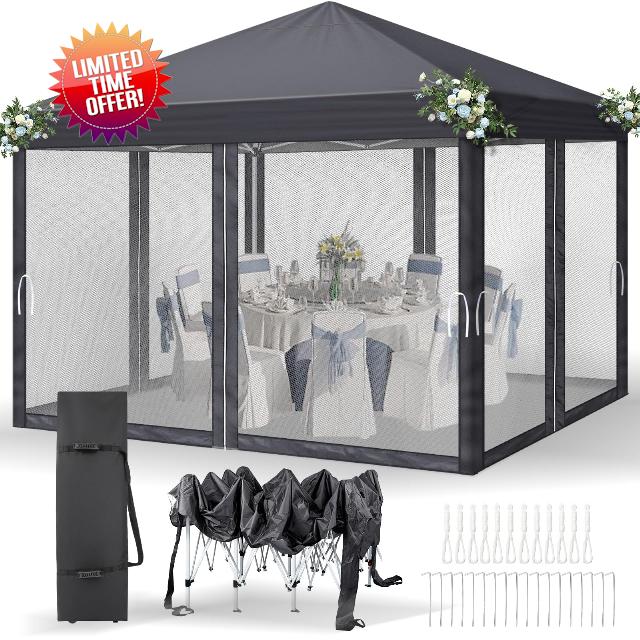 Bonnlo Pop Up Gazebo with Sides 3m x 3m