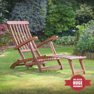 Ptsuker Recliner Chair with Removable Footstool Folding Chair with Armrests & Adjustable Back Outdoor Wooden Chair Loungers Chair for Garden