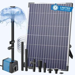Billing Solar Pond Foundtain 12W 450L/H Solar Water Pump with Filter 5ft Tubing DIY Water Feature for Garden Ponds