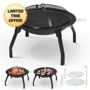 Keplin Portable Folding Fire Pit with Lid
