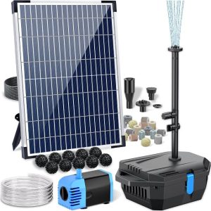POPOSOAP 12W Solar Pond Filter with Fountain Pump